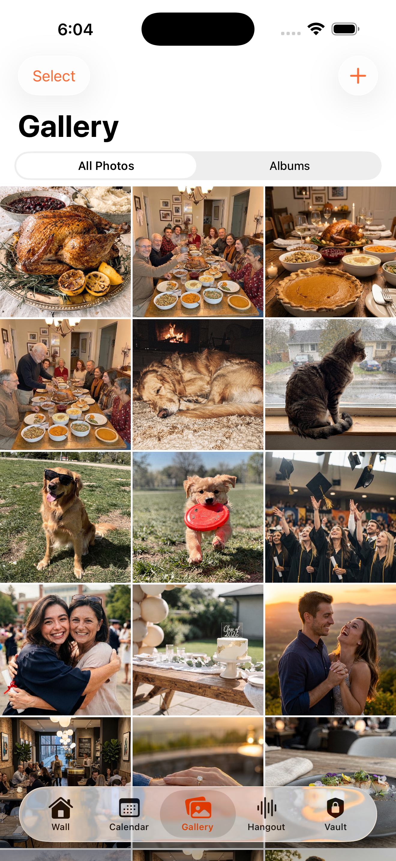 Screenshot of the FamilyTime Shared Gallery