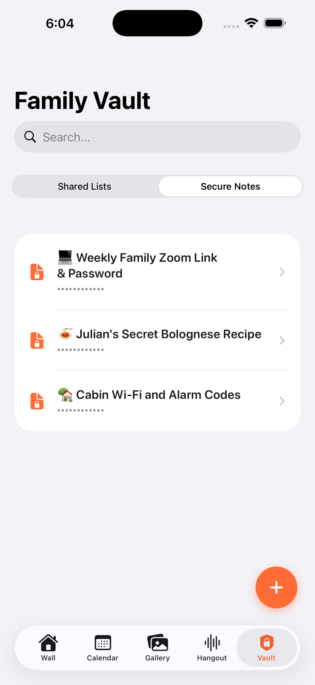 Screenshot of the FamilyTime Secure Vault